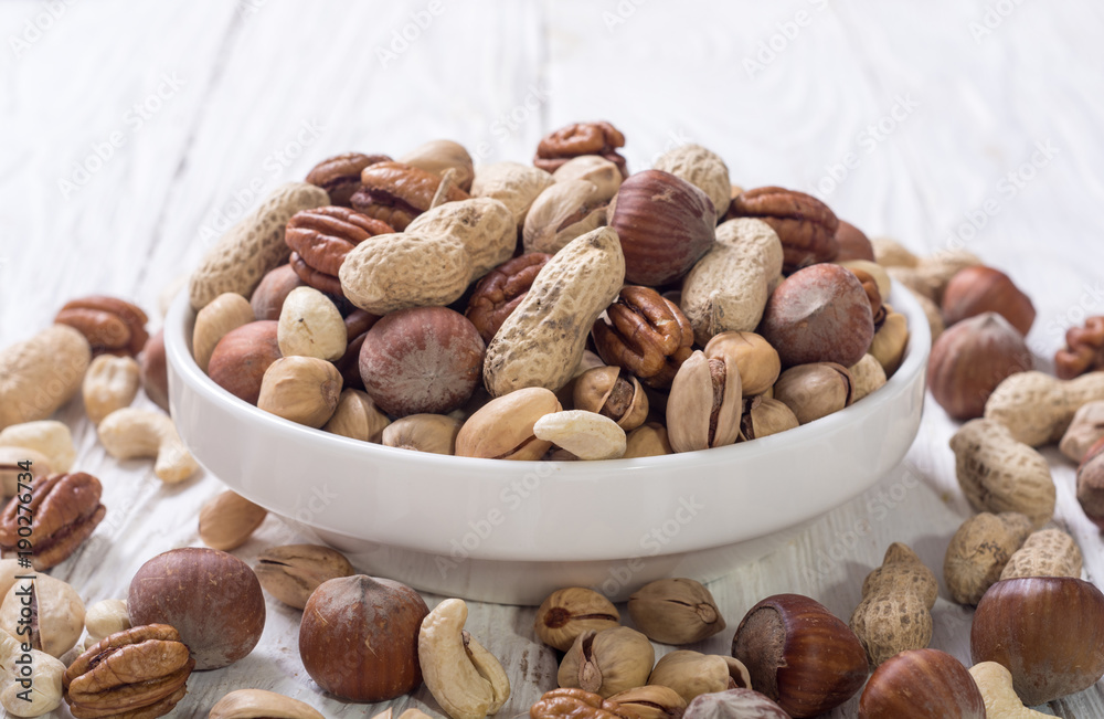 Mix of nuts in plate