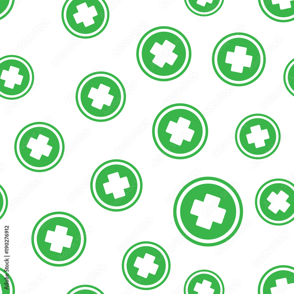 Medical health seamless pattern background. Business concept vector illustration. Medicine hospital plus sign symbol pattern. Medical health seamless pattern background. Business concept vector illustration. Medicine hospital plus sign symbol pattern.