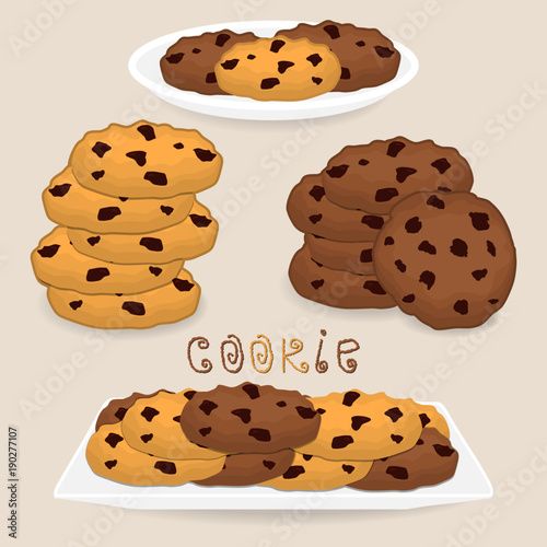 Vector icon illustration logo for pile homemade cookies