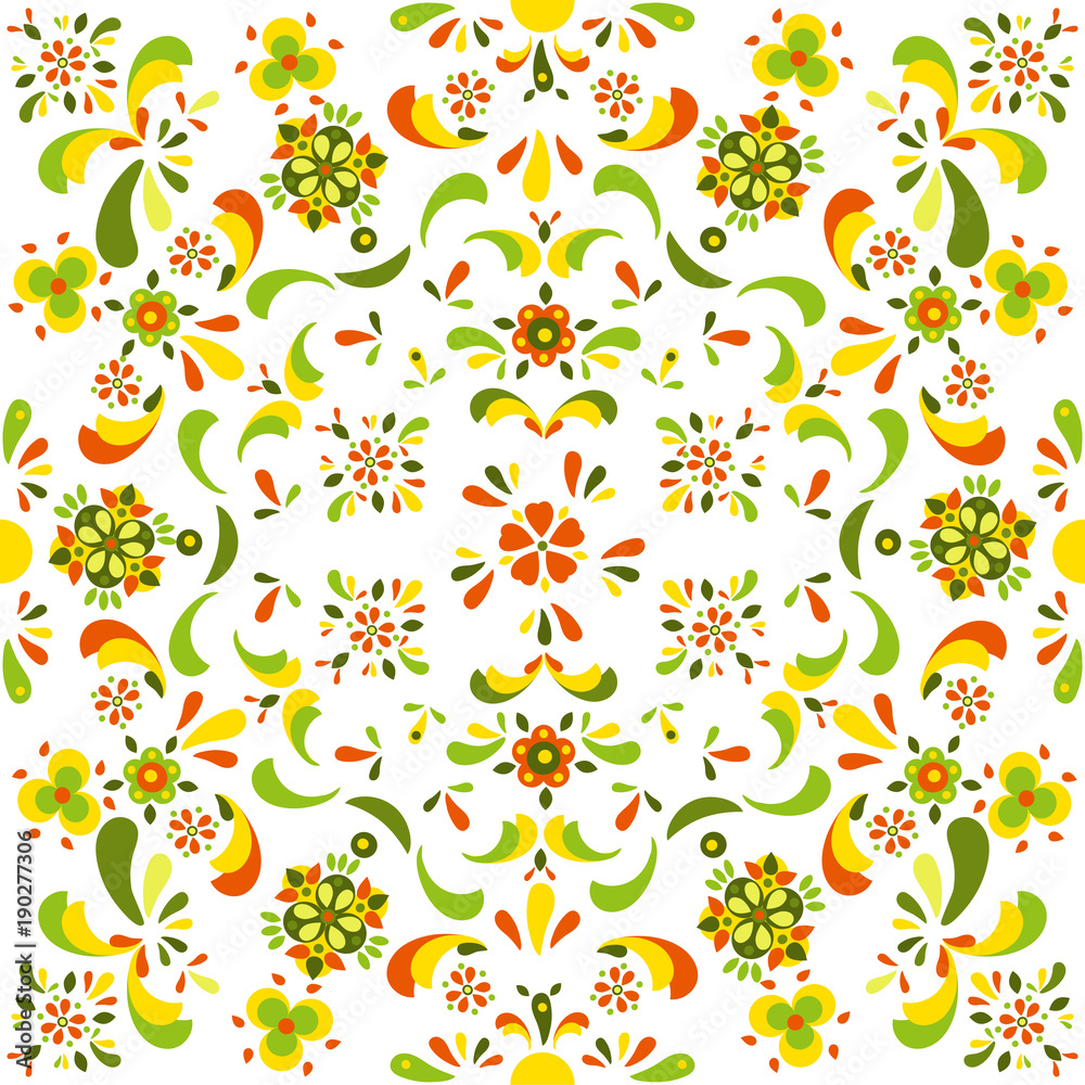 Obraz premium Seamless floral pattern from flowers and leaves. Vector illustration