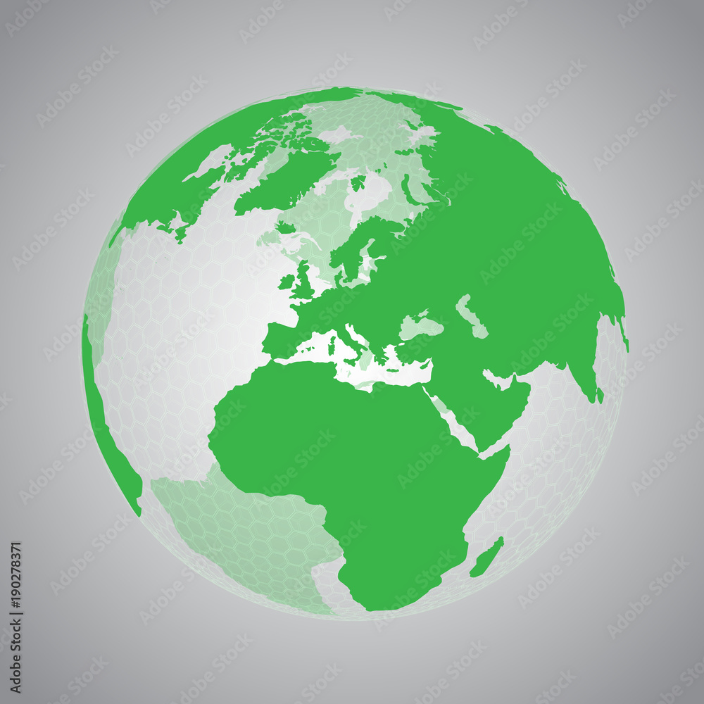 Green earth with hexagon net