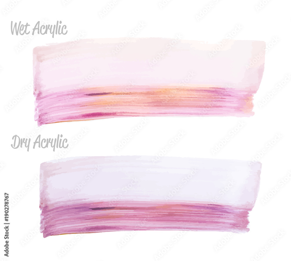 Vector pink and gold paint smear stroke stain set. Abstract gold glittering textured art illustration. Gold Texture Paint Stain Illustration. Hand drawn brush strokes vector elements. Acrilyc strokes.