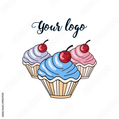 Logo. Vector image of colored cupcakes