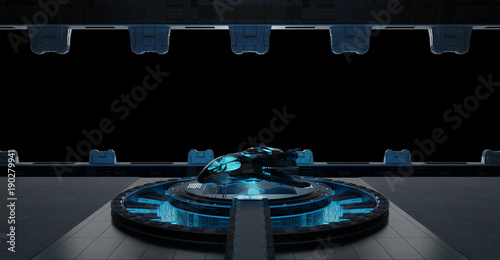 Llanding strip spaceship interior isolated on black background 3D rendering photo