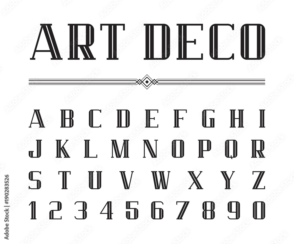 Vecteur Stock Vector of Art Deco font and alphabet, Condensed letters set.  The Great Gatsby Style | Adobe Stock