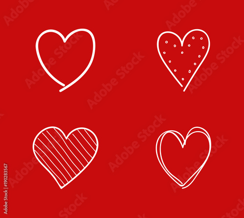 Cute heart sketches - collection. Valentine's Day, Woman's Day and Mother's Day. Vector.