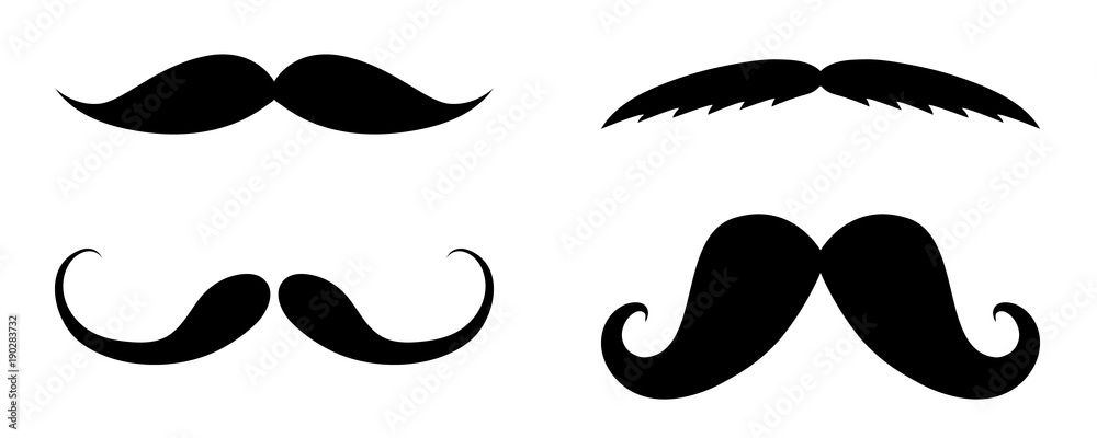 Cartoon moustaches - set of elements for photobooth or barber shop. Vector.