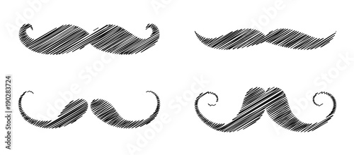 Cartoon moustaches - set of elements for photobooth or barber shop. Vector.