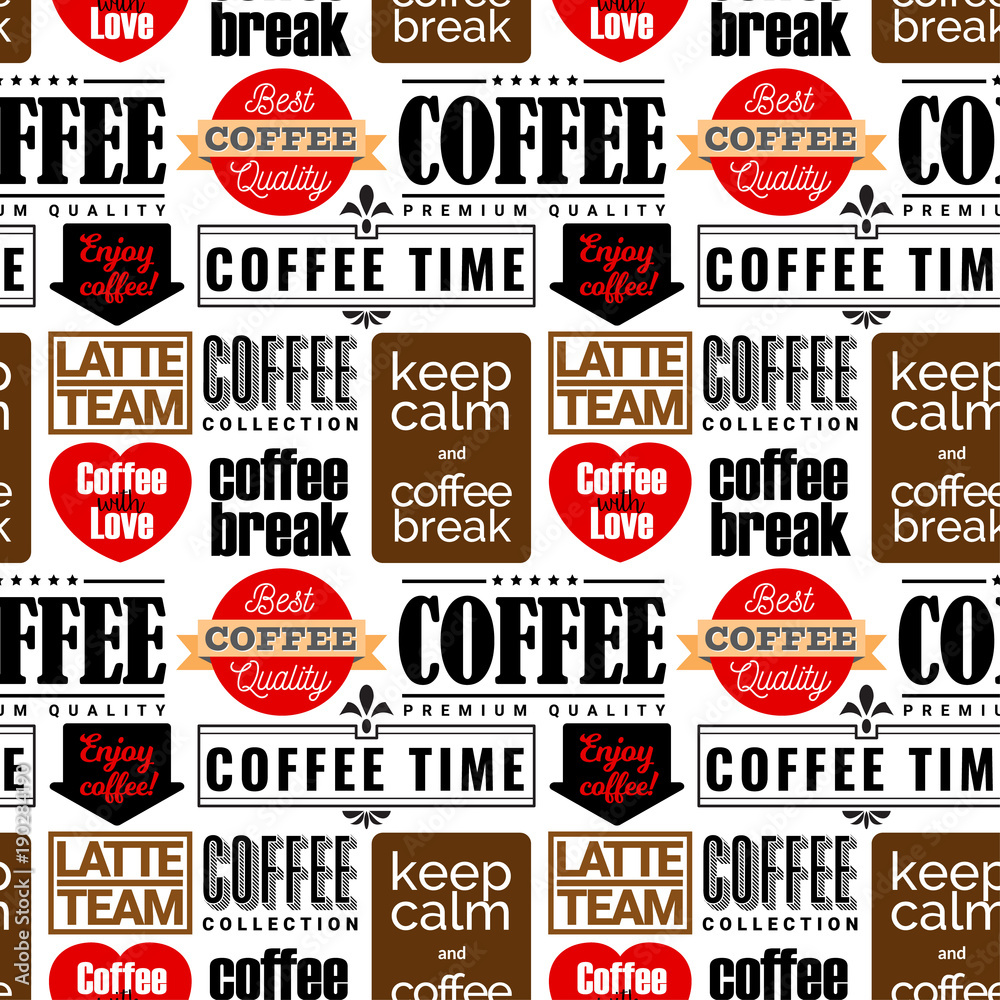 Obraz premium Coffee seamless pattern design. Vector illustration.