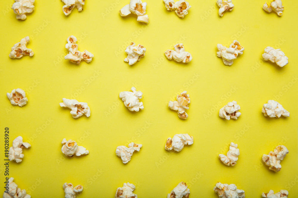 Popcorn pattern on yellow background. Popcorn pattern on yellow background.