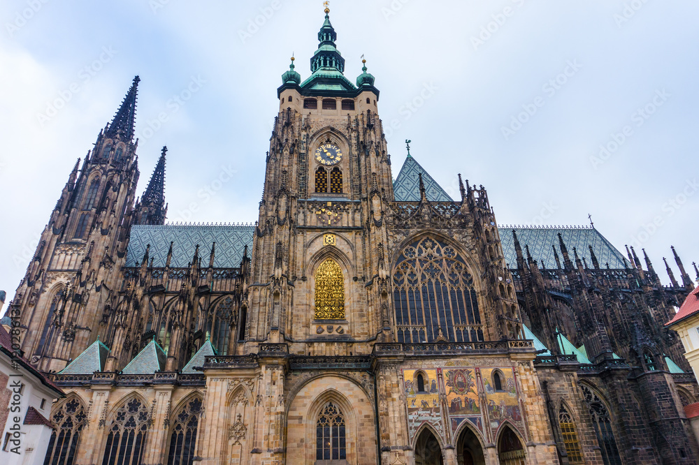 Saint Vitus Cathedral in Prague is the biggest and most important church in the Europe, gothic architecture in Czech Republic