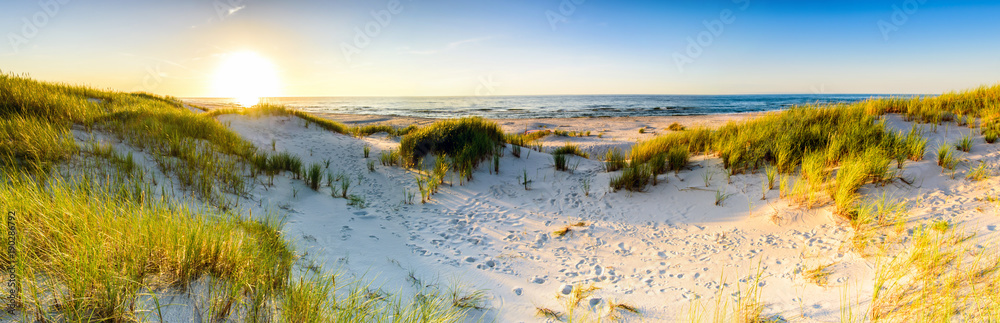 Coast dunes beach sea, panorama - obrazy, fototapety, plakaty 