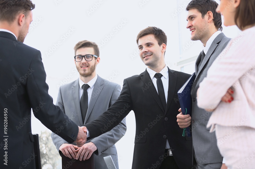 handshake business partners before business meeting handshake business partners before business meeting