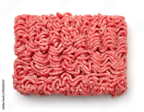 Top view of raw minced beef meat
