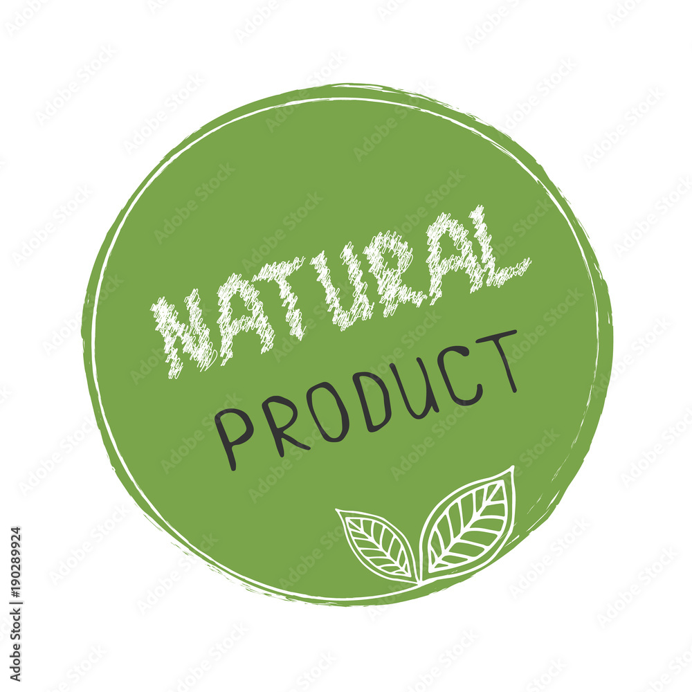 Natural product emblem with leaves Natural product emblem with leaves