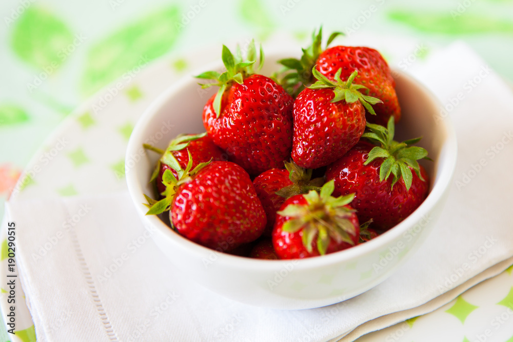 Bowl of Fresh, Red Strawberries - Fruit - Shallow DOF - Bowl of Fresh, Red Strawberries - Fruit - Shallow DOF -