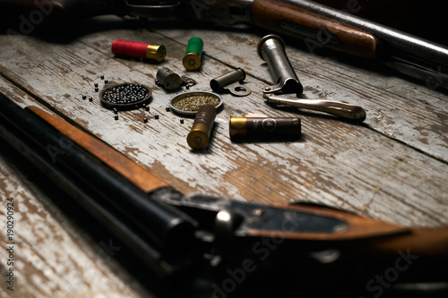 Shotgun, hunting cartridges with gunpowder