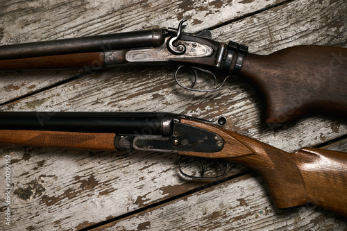 Two old antique shotguns rifle