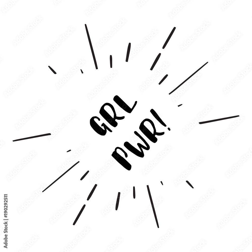 GRL PWR. Girl Power trendy hand lettering poster. Hand drawn calligraphy. Design for T-shirt. Banner GRL PWR. Girl Power trendy hand lettering poster. Hand drawn calligraphy. Design for T-shirt. Banner