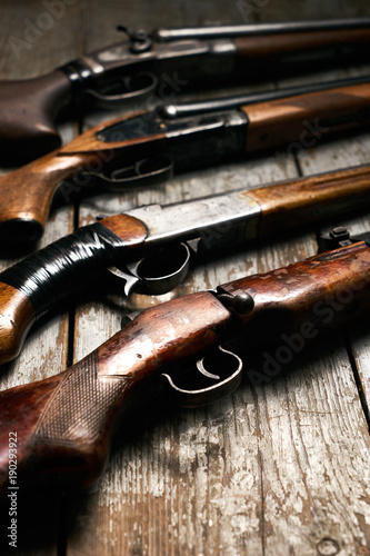 Fotografie, Obraz ollection of hunting rifles