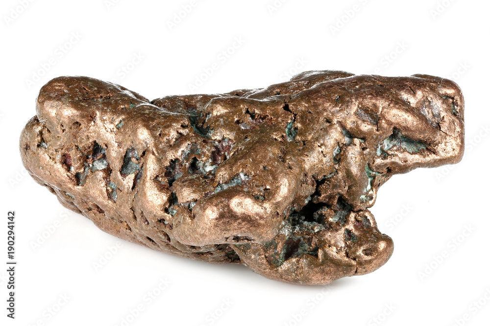 native copper nugget from Keweenaw, Michigan/ USA isolated on white background native copper nugget from Keweenaw, Michigan/ USA isolated on white background