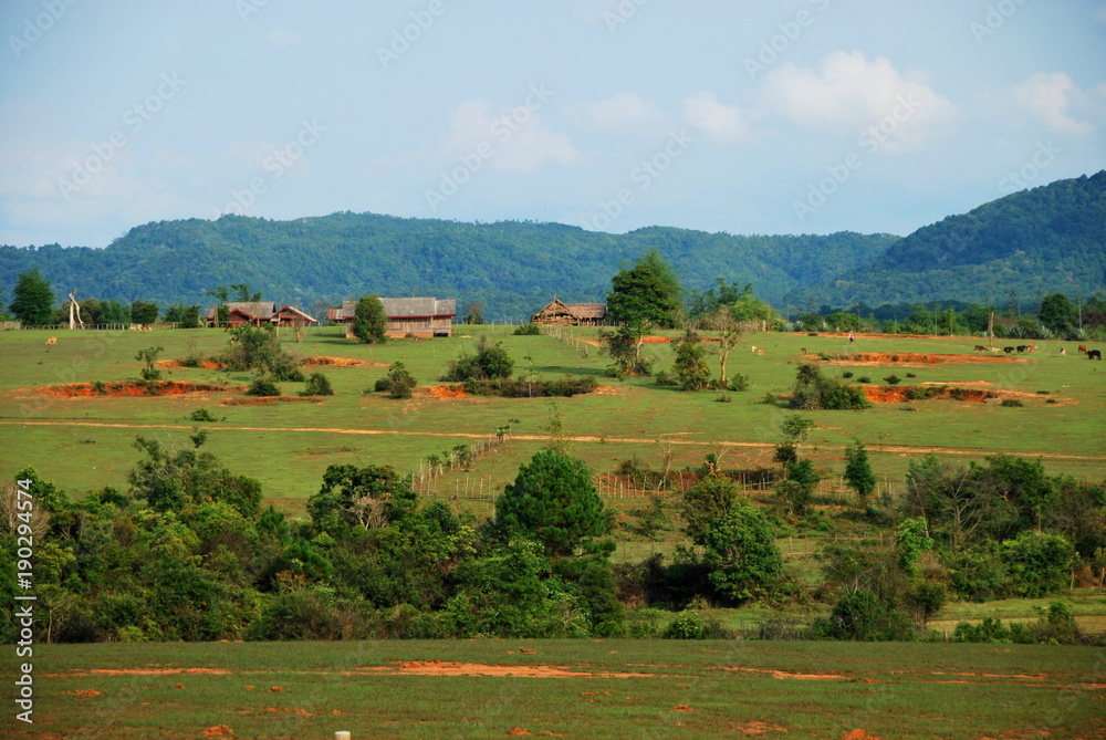 Bomb craters in the world's most heavily bombed place near the Plain of Jars archaeological site in Phonsavan, Laos
