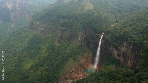 Nohkalikai waterfall near Cherrapunji, Meghalaya, India. photo