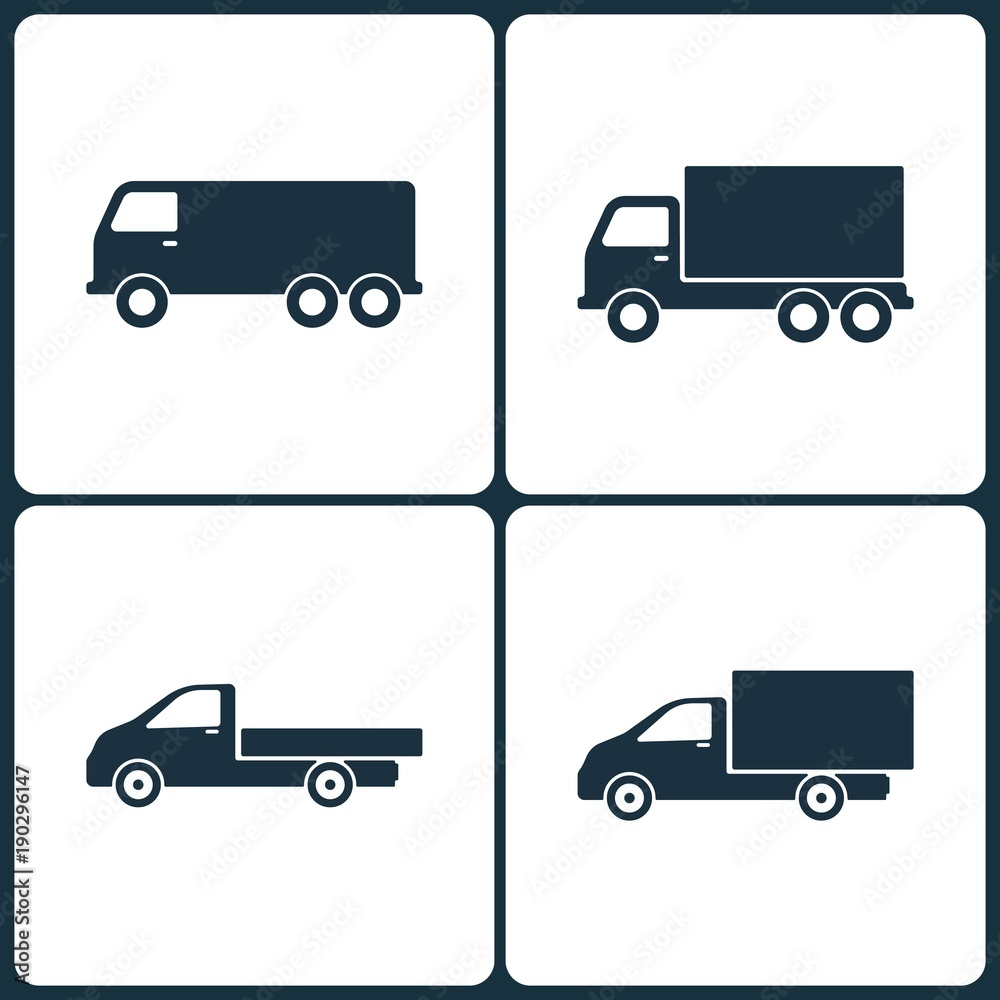 Vector Illustration Set of Truck and Transport Icons. Elements of Truck and Transport icon Vector Illustration Set of Truck and Transport Icons. Elements of Truck and Transport icon