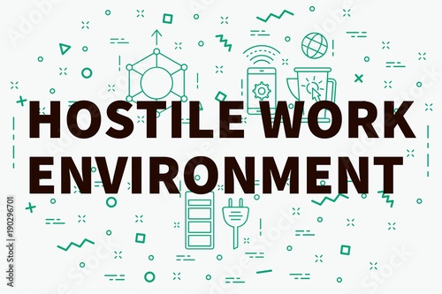 Slika na platnu Conceptual business illustration with the words hostile work environment