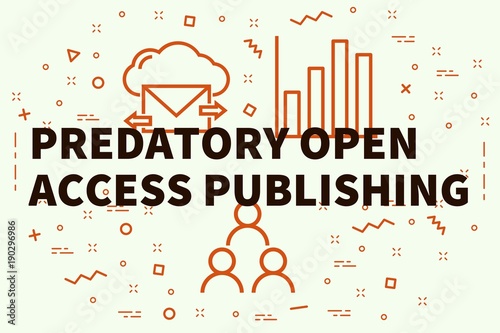 Conceptual business illustration with the words predatory open access publishing