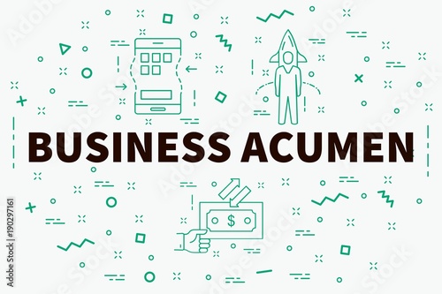 Conceptual business illustration with the words business acumen