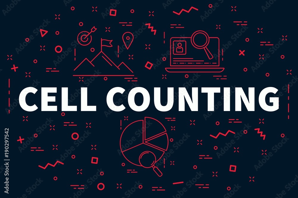 Conceptual business illustration with the words cell counting