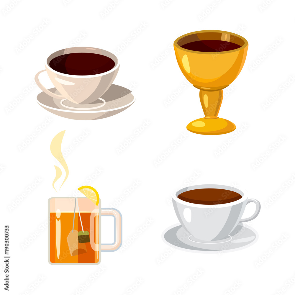 Obraz premium Cup icon set, cartoon style