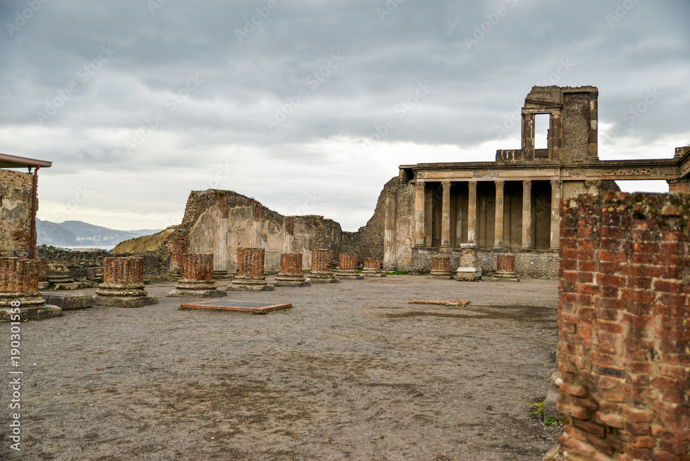 Ruins of Pompeii, ancient city in Italy, destroyed by Mount Vesuvius Ruins of Pompeii, ancient city in Italy, destroyed by Mount Vesuvius