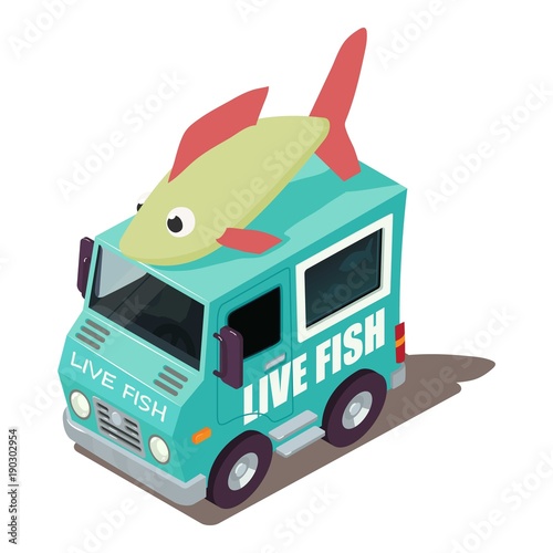 Live fish machine icon, isometric style