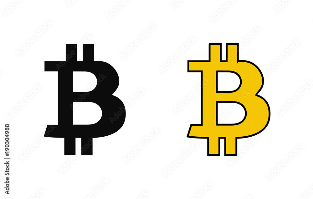 Two letter symbols of bitcoin cryptocurrency, one coin in black and the other in yellow. Digital or virtual currencies, revolutionary new electronic money. Isolated vector. Two letter symbols of bitcoin cryptocurrency, one coin in black and the other in yellow. Digital or virtual currencies, revolutionary new electronic money. Isolated vector.