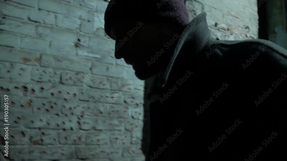 4k Middle age man walks in gateway from side to side and waiting for meeting with drug-dealer close-up 4k Middle age man walks in gateway from side to side and waiting for meeting with drug-dealer close-up