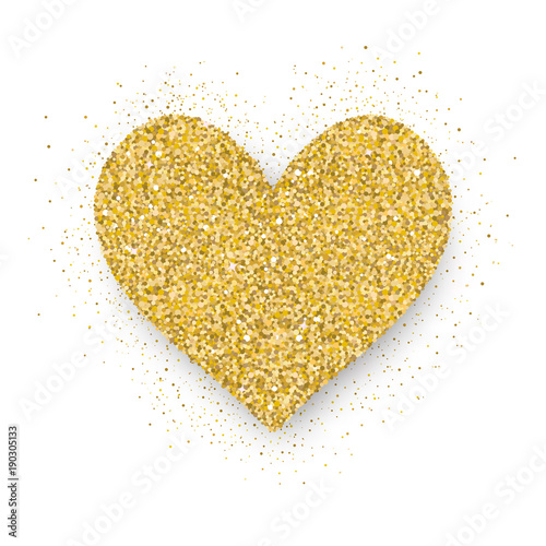 Heart icon. Shine gold glitter heart for Valentine's Day, wedding or romantic design. Vector illustration 
