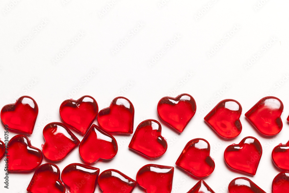 Red love hearts on a plain white background Red love hearts on a plain white background