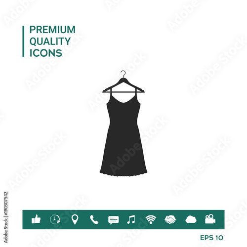 Sundress, Evening dress, combination or nightie on the wardrobe hanger , the silhouette. Menu item in the web design