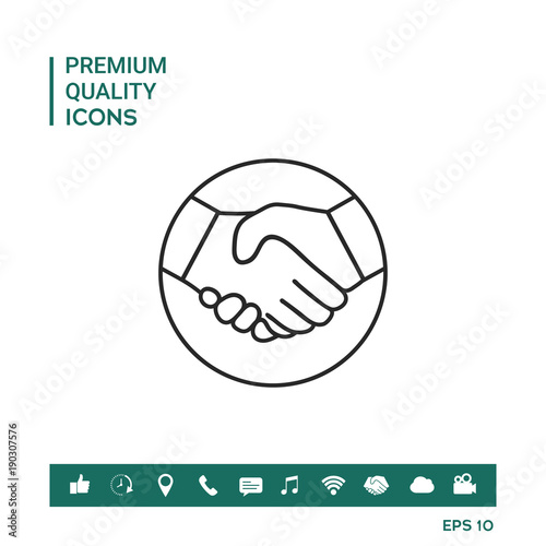 Symbol of handshake in circle. Line Icon