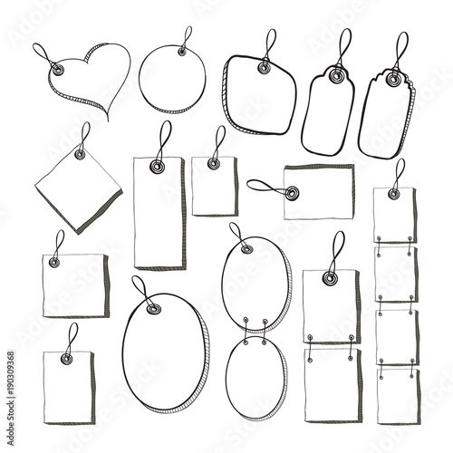 Collection of Sketched Tags and Labels Vector
