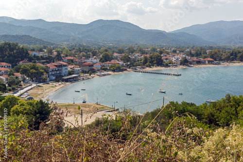 Panoramic view of town of Olimpiada at Chalkidiki, Central Macedonia, Greece