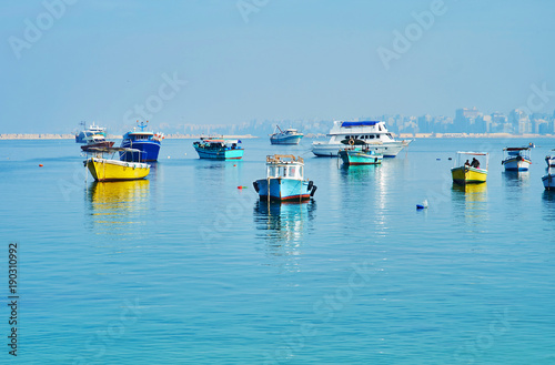 The coastline of Alexandria, Egypt photo