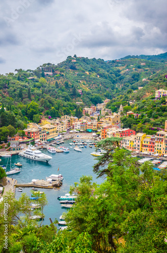 Beautiful bay with colorful houses in Portofino,  Liguria, Italy © Olena Zn