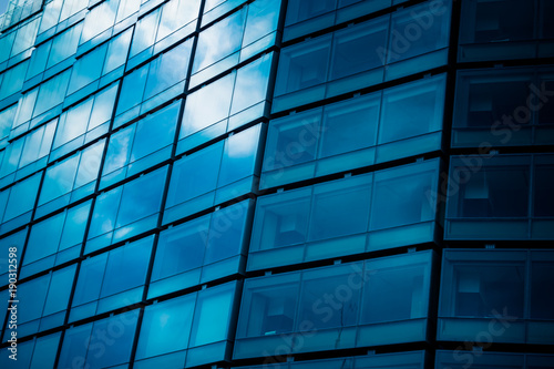 Close-Up of Modern Office Buildings in city of China.