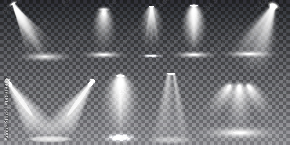 Obraz premium Scene illumination collection, transparent special effects. Bright lighting with spotlights.