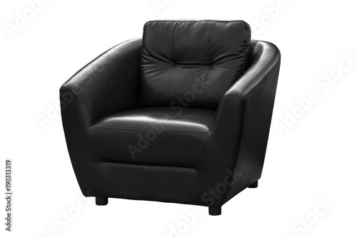Obraz na płótnie Black leather armchair isolated.