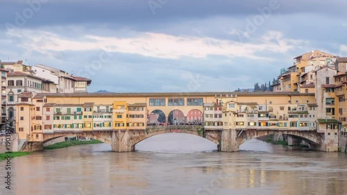 4K Time-lapse of Ponte Vecchio at sunset, Florence, Tuscany