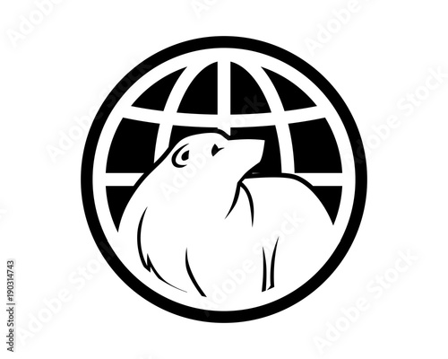 black globe bear grizzly polar beast animal fauna image vector icon logo silhouette